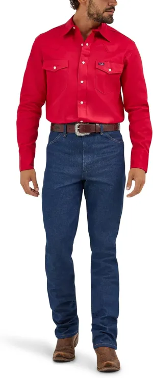 Wrangler Men's Cowboy Cut Western Long Sleeve Snap Work Shirt Firm Finish