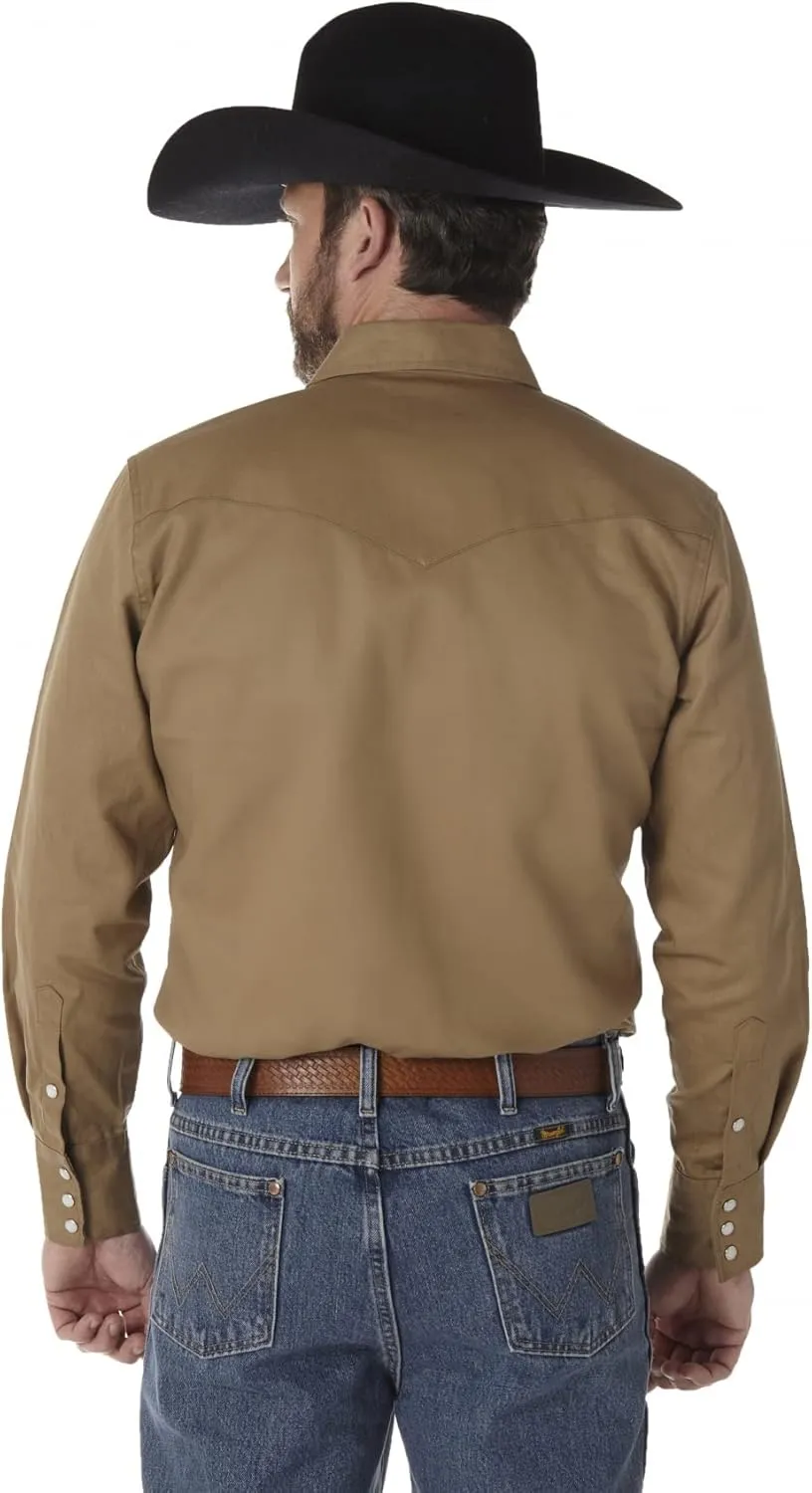 Wrangler Men's Cowboy Cut Work Western Long-Sleeve Snap Work Shirt Firm Finish