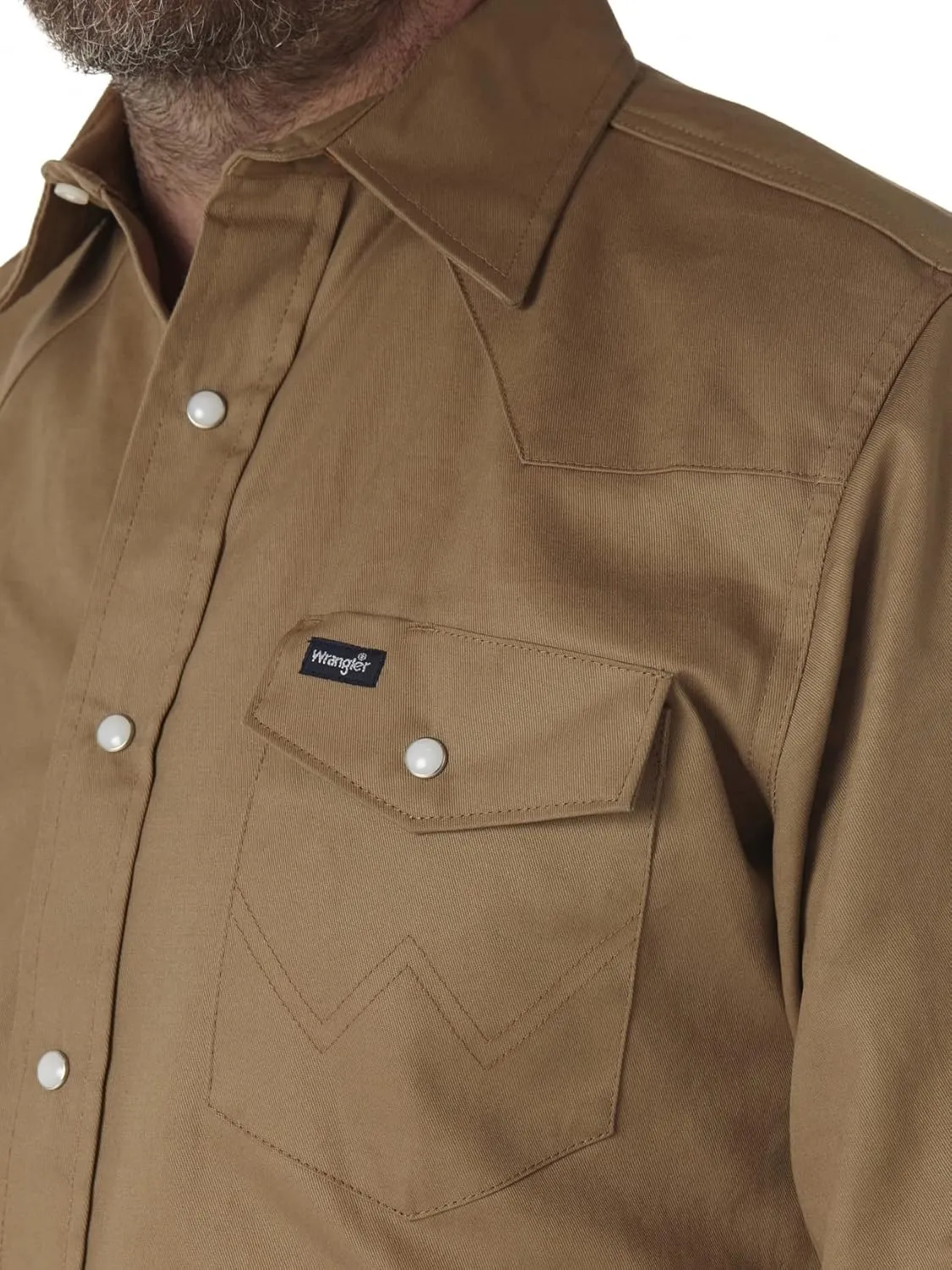 Wrangler Men's Cowboy Cut Work Western Long-Sleeve Snap Work Shirt Firm Finish