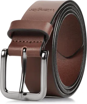 Wrangler Men’s Full Grain Genuine Leather 35mm Thick Casual Belt for Jeans, Pants