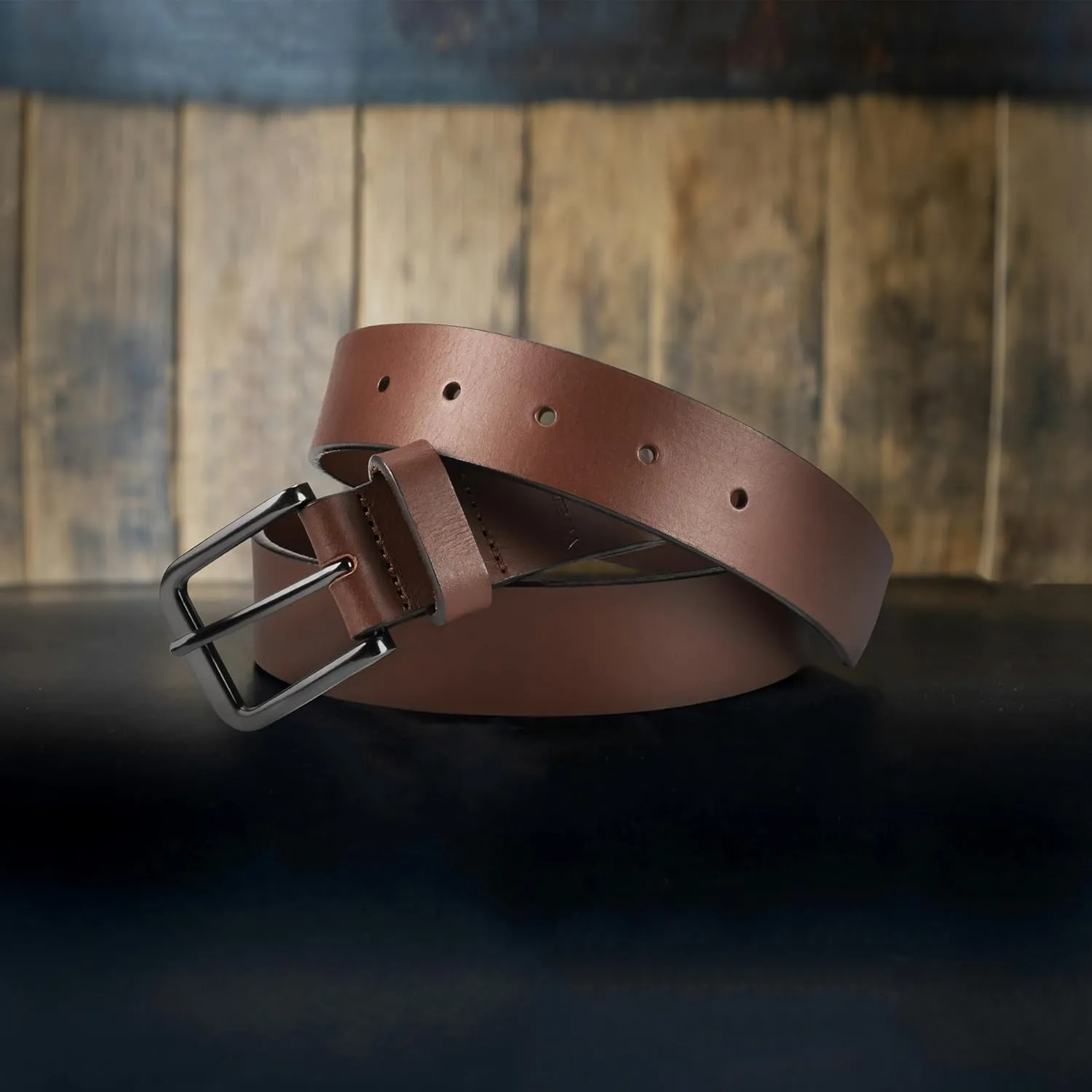 Wrangler Men’s Full Grain Genuine Leather 35mm Thick Casual Belt for Jeans, Pants