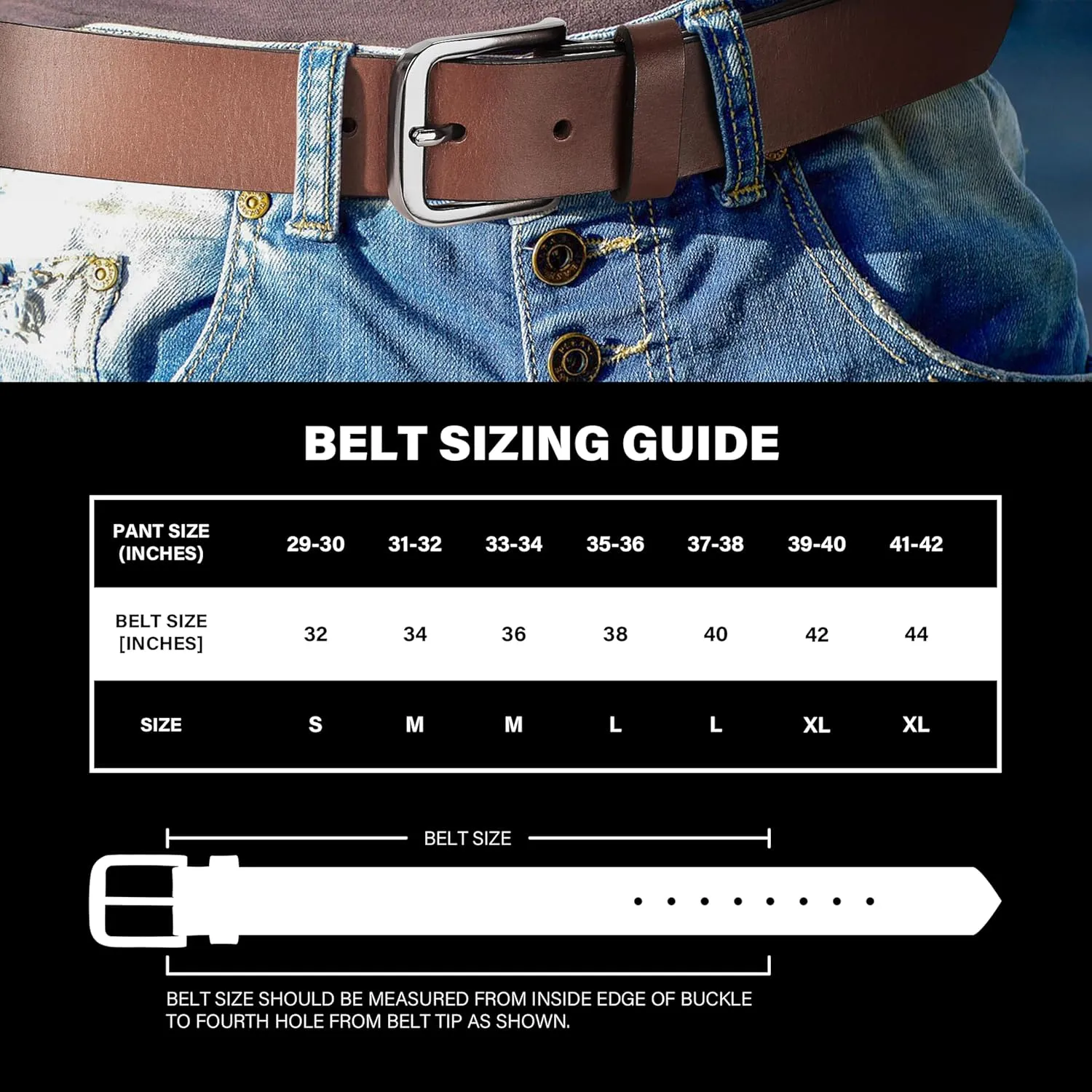 Wrangler Men’s Full Grain Genuine Leather 35mm Thick Casual Belt for Jeans, Pants