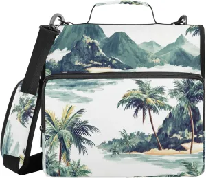 xigua Hawaiian Coastline Zipper Binder with Shoulder Strap & Handle for Easy Carry, 1.5 Inch 3-Ring Binder for School, Expansion Panel and Expanding File