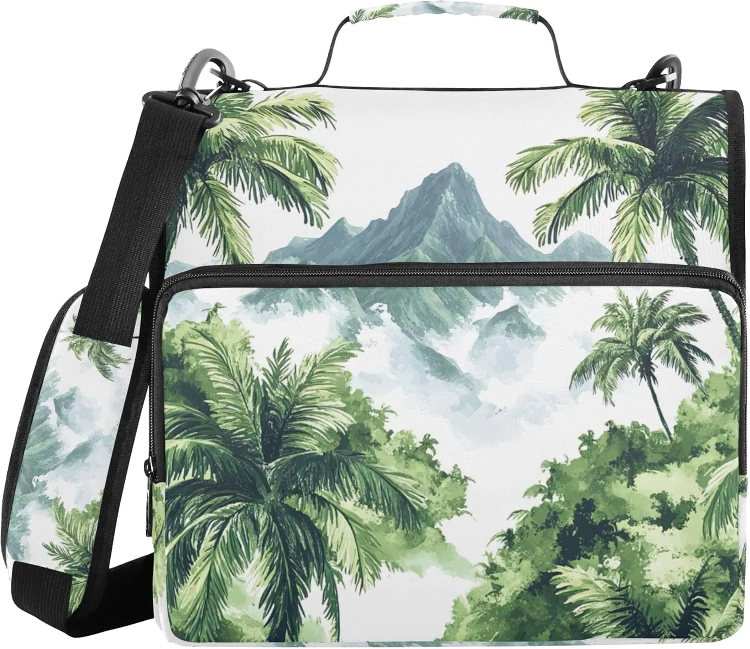 xigua Hawaiian Coastline Zipper Binder with Shoulder Strap & Handle for Easy Carry, 1.5 Inch 3-Ring Binder for School, Expansion Panel and Expanding File