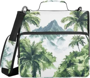 xigua Hawaiian Coastline Zipper Binder with Shoulder Strap & Handle for Easy Carry, 1.5 Inch 3-Ring Binder for School, Expansion Panel and Expanding File