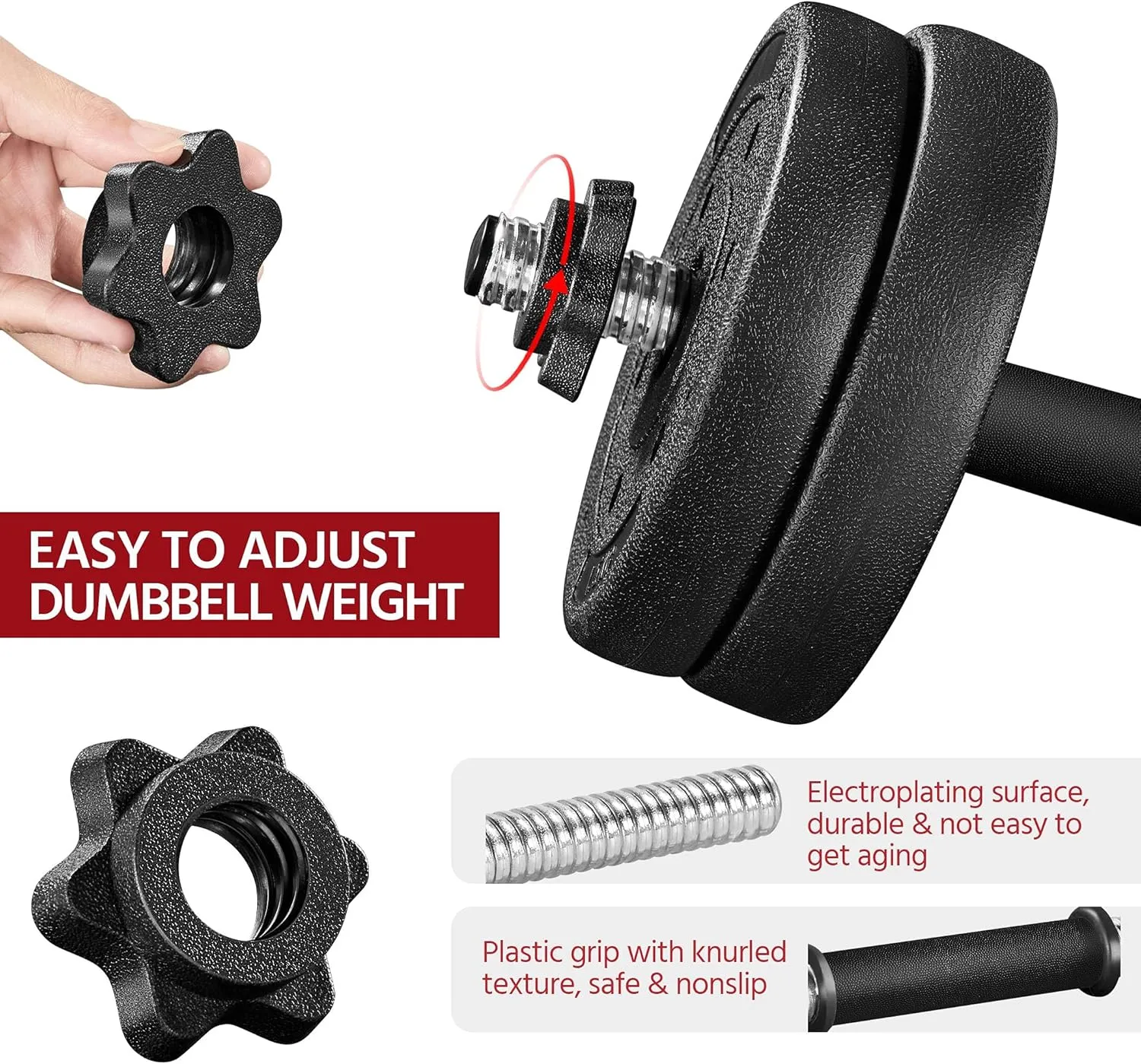 Yaheetech Adjustable Dumbbells Weight Set Dumbbell Weights Exercise & Fitness Equipment w/ 4 Spinlock Collars for Women & Men Home Gym Strength Training