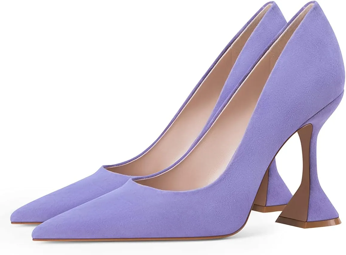 YDN Women Pointed Toe Slip on Pumps Special Kitten High Heel Shoe for Party Prom Dress Lady Size 4-16 US