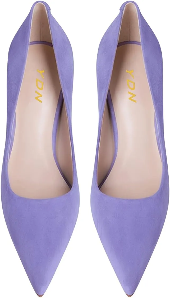 YDN Women Pointed Toe Slip on Pumps Special Kitten High Heel Shoe for Party Prom Dress Lady Size 4-16 US