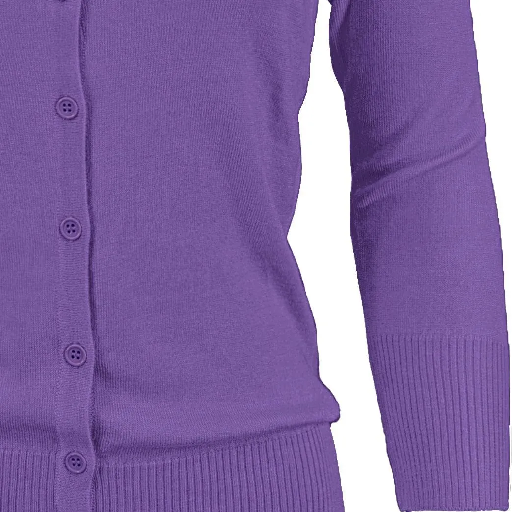 YEMAK Women's Knit Cardigan Sweater – 3/4 Sleeve Crewneck Basic Classic Casual Button Down Soft Lightweight Top (S-3XL)