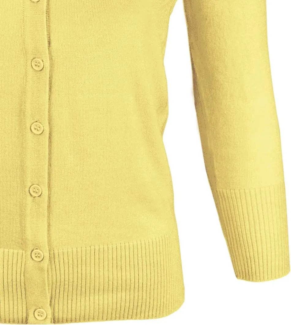 YEMAK Women's Knit Cardigan Sweater – 3/4 Sleeve V-Neck Basic Classic Casual Button Down Soft Lightweight Top (S-3XL)