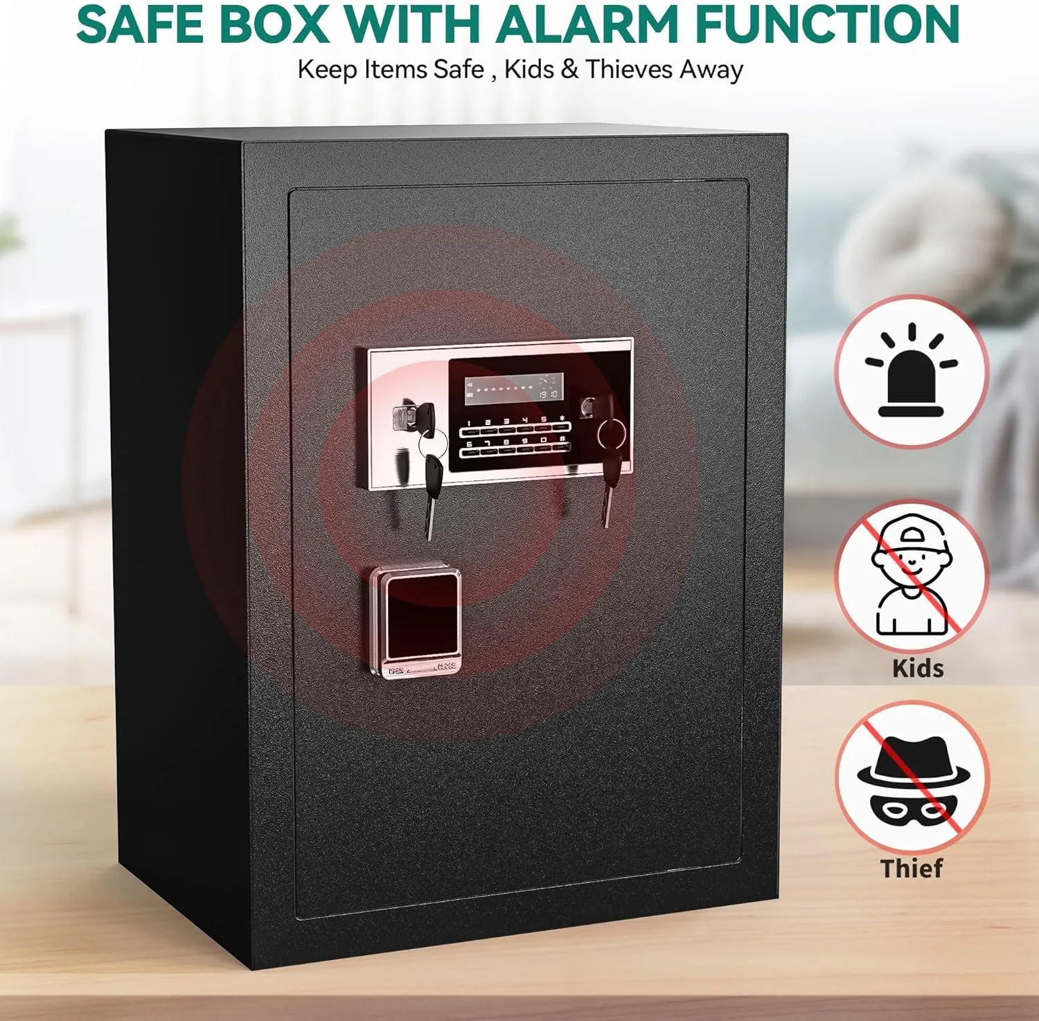 YITAHOME Fireproof Safe Box for Home, 4 CuBic Feet Anti-Theft Fire Safe with Digital Keypad Key, Removable Shelf, LED Light, for Home Office Hotel Use