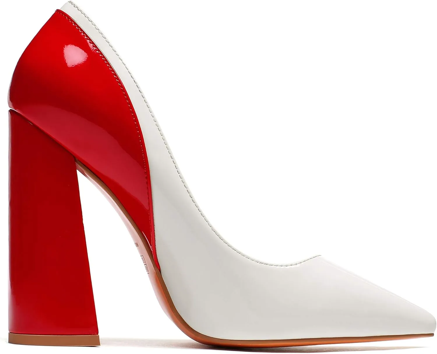 YODEKS Women's Block High Heel Pumps Sexy Pointed Toe Heels Slip On High Heel Comfort Shoes, 4.7 Inches Patent Lesther Business Shoes for Party Office Wedding Dress