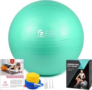Yoga Ball, 22-30 Inch Extra Thick Exercise Ball for Workout Fitness Balance, Anti Burst Chair for Home and Office Desk, Includes Hand Pump & Workout Guide Access