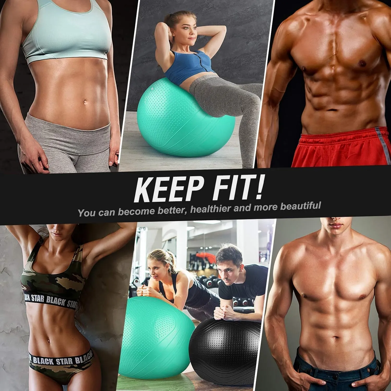 Yoga Ball, 22-30 Inch Extra Thick Exercise Ball for Workout Fitness Balance, Anti Burst Chair for Home and Office Desk, Includes Hand Pump & Workout Guide Access
