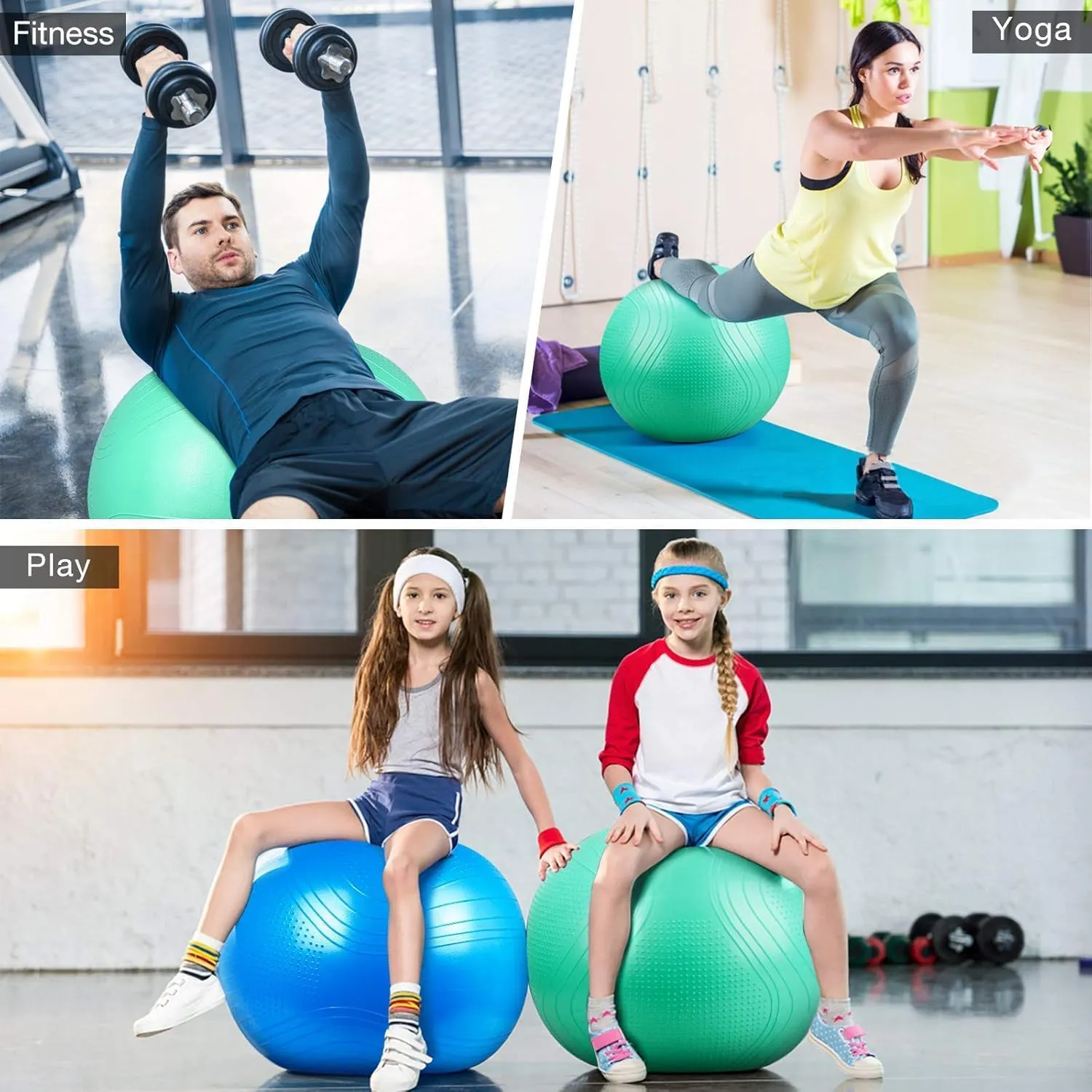 Yoga Ball, 22-30 Inch Extra Thick Exercise Ball for Workout Fitness Balance, Anti Burst Chair for Home and Office Desk, Includes Hand Pump & Workout Guide Access
