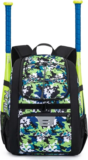 Youth Baseball Bag, Softball Bag for Girls & Boys, Kids Tball Backpack with Shoes Compartment