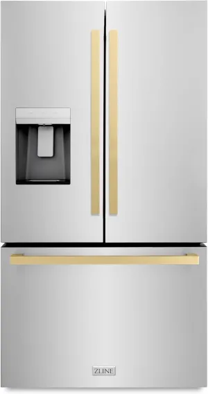 Z Line Kitchen and Bath ZLINE Autograph 36 in. Standard-Depth Refrigerator w/Champagne Bronze Handles (RSMZ-W-36-FCB)