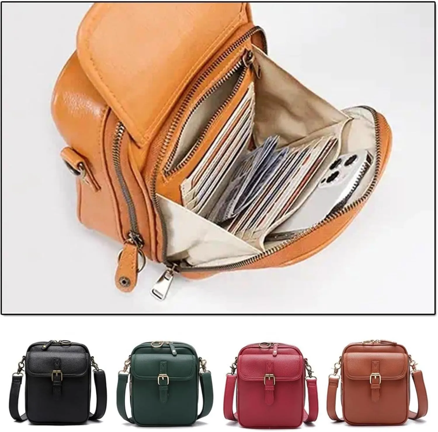 Zealburst Crossbody Leather Bag, Forcipower Crossbody Bag, Leather Anti-Theft Shoulder Bag with Adjustable Straps