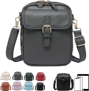 Zealburst Crossbody Leather Bag, Forcipower Crossbody Bag, Leather Anti-Theft Shoulder Bag with Adjustable Straps