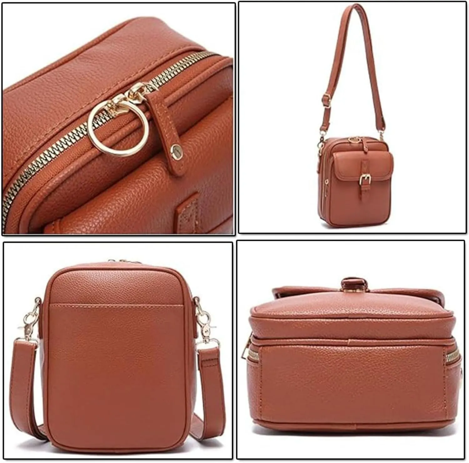 Zealburst Crossbody Leather Bag, Forcipower Crossbody Bag, Leather Anti-Theft Shoulder Bag with Adjustable Straps