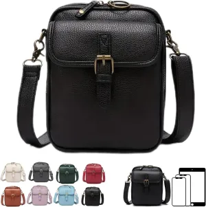 Zealburst Crossbody Leather Bag, Forcipower Crossbody Bag, Leather Anti-Theft Shoulder Bag with Adjustable Straps