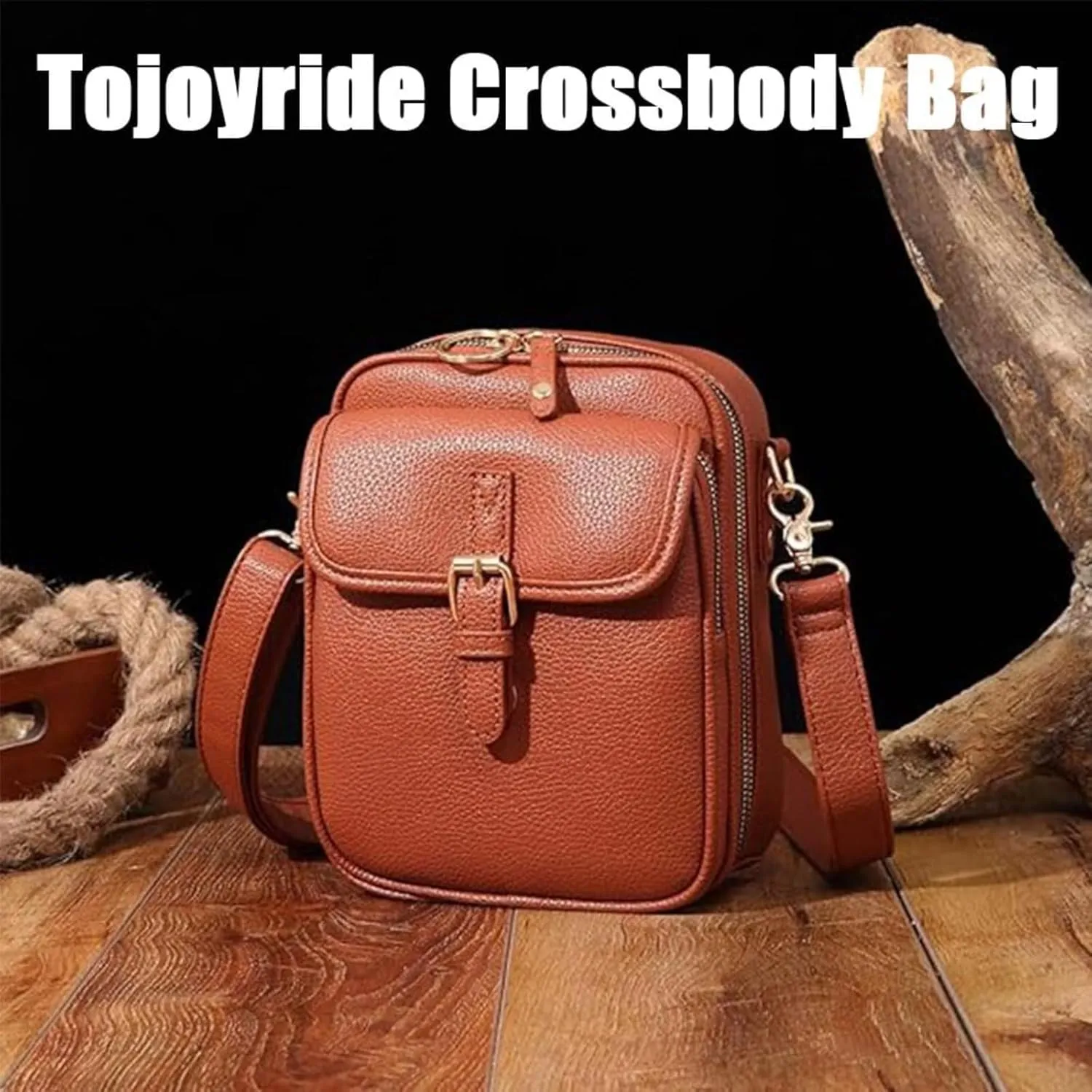 Zealburst Crossbody Leather Bag, Forcipower Crossbody Bag, Leather Anti-Theft Shoulder Bag with Adjustable Straps