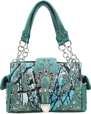 Zelris Camouflage Shine Glow Buckle Women Conceal Carry Shoulder Handbag