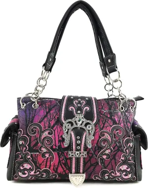 Zelris Camouflage Shine Glow Buckle Women Conceal Carry Shoulder Handbag