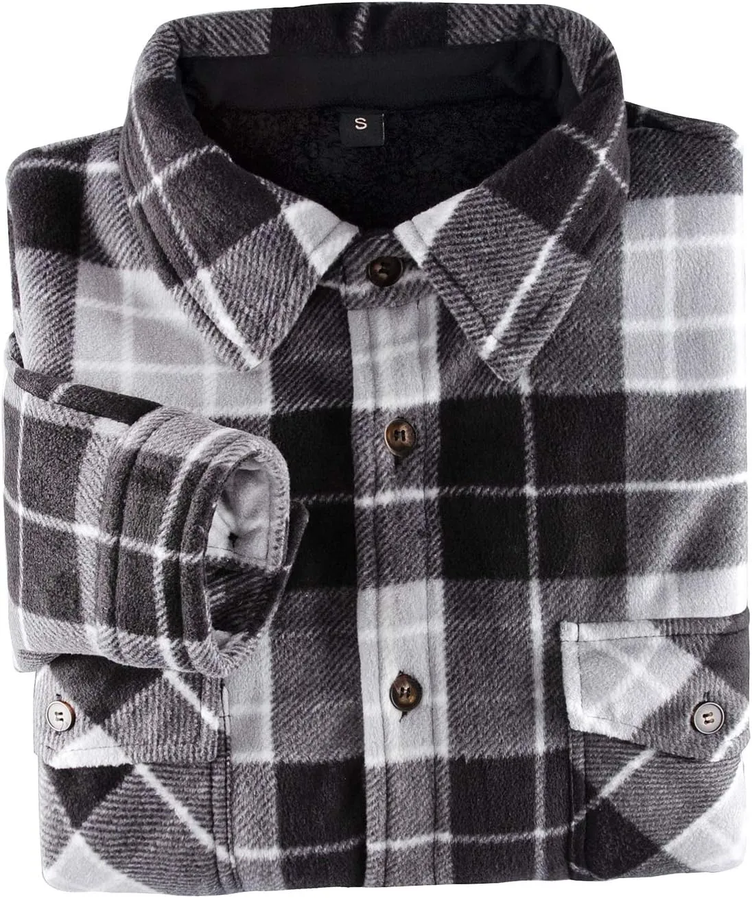 ZENTHACE Men's Warm Sherpa Lined Fleece Plaid Flannel Shirt Jacket(All Sherpa Fleece Lined)