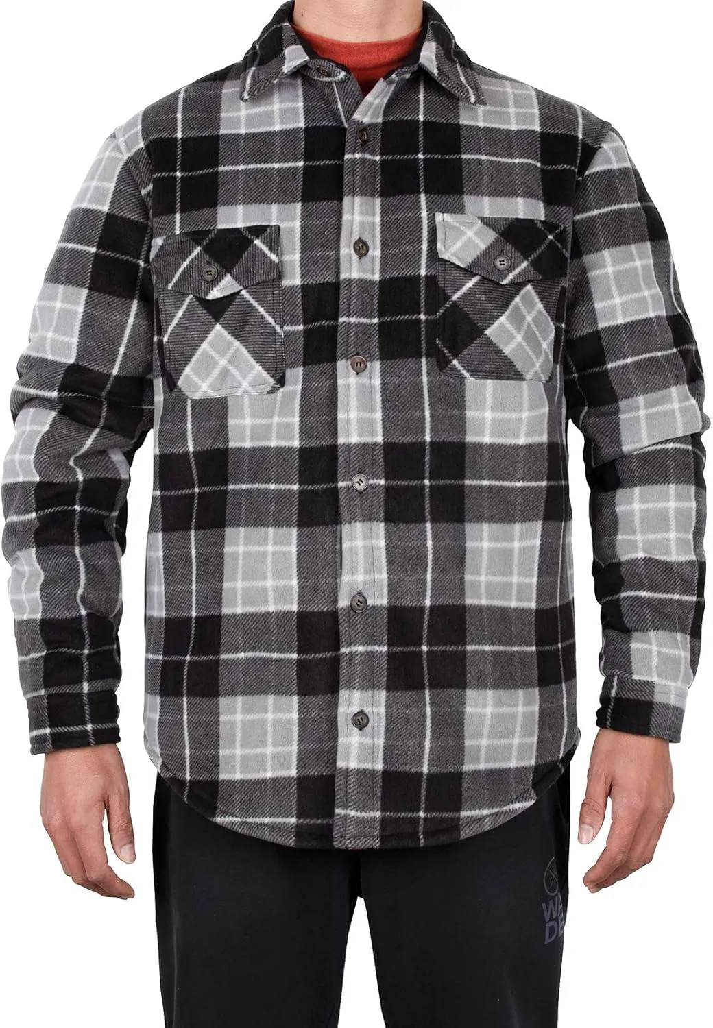 ZENTHACE Men's Warm Sherpa Lined Fleece Plaid Flannel Shirt Jacket(All Sherpa Fleece Lined)