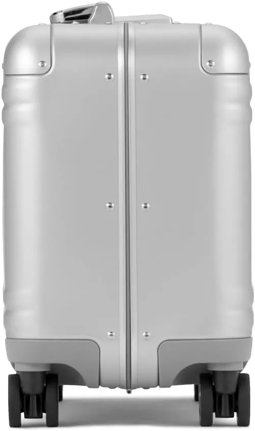 ZERO Halliburton Classic Aluminum 3.0 Compact Carry-On, Zipperless, 4 Spinner Wheels, Interior Organization, Telescoping Pull Handle, Carry-Handle, Latch Lock- TSA Accepted, 16-inch, 28L, Silver