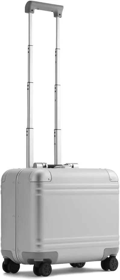ZERO Halliburton Classic Aluminum 3.0 Compact Carry-On, Zipperless, 4 Spinner Wheels, Interior Organization, Telescoping Pull Handle, Carry-Handle, Latch Lock- TSA Accepted, 16-inch, 28L, Silver
