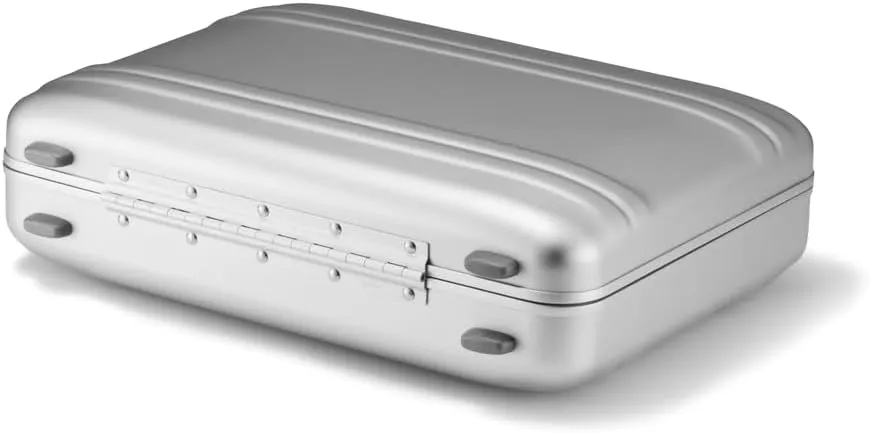 ZERO Halliburton Classic Aluminum 3.0 Small Briefcase, Top Carry Handle, Interior Organization Sleeve, Fits 14 Laptop/ A4 Files, Lock System, Iconic Double Rib Design, Hardside Attache, Silver