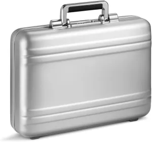 ZERO Halliburton Classic Aluminum 3.0 Small Briefcase, Top Carry Handle, Interior Organization Sleeve, Fits 14 Laptop/ A4 Files, Lock System, Iconic Double Rib Design, Hardside Attache, Silver