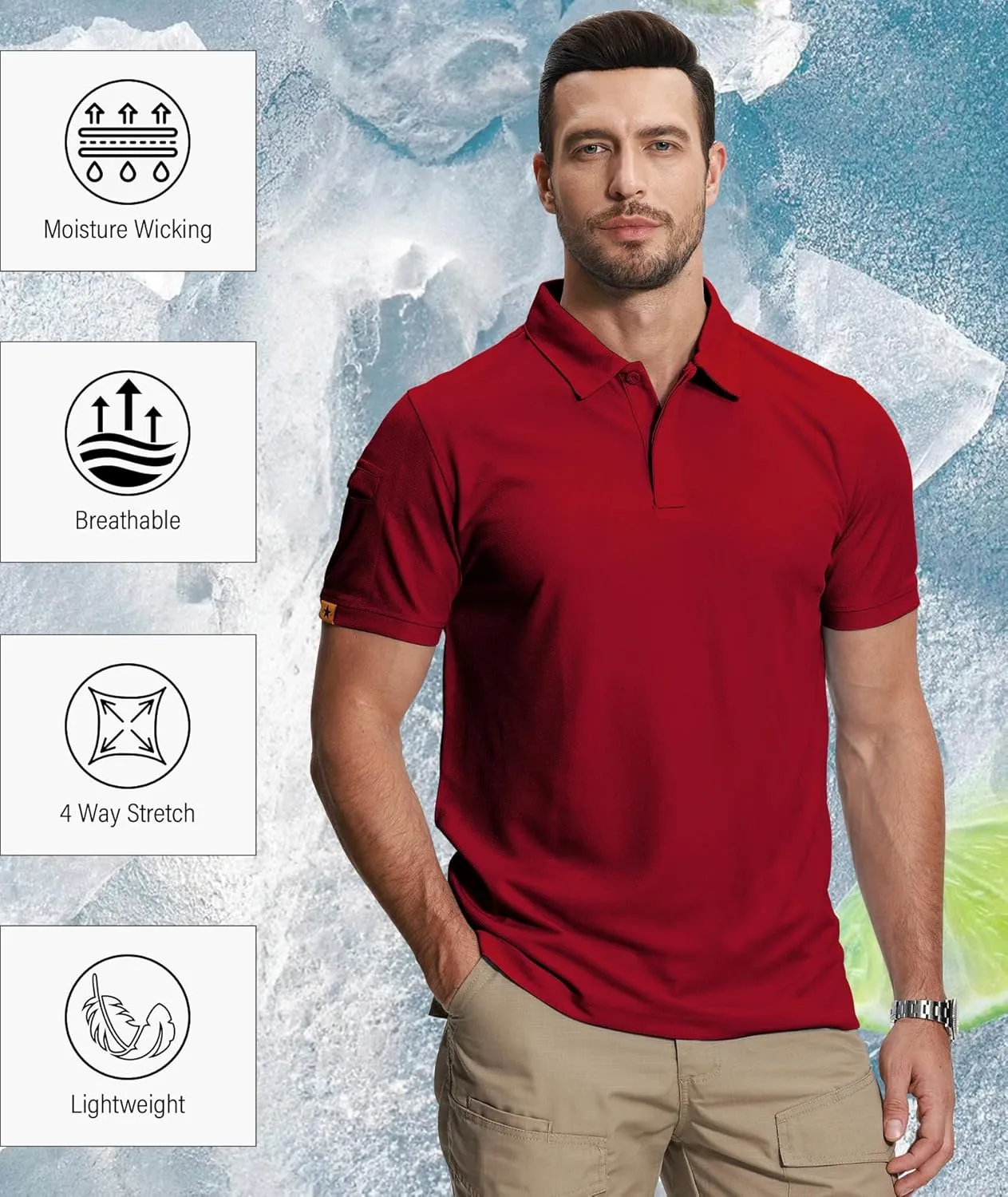 ZITY 5 Pack Mens Polo Shirt Short Sleeve Sports Golf Tennis T-Shirt Moisture-Wicking Summer Shirts