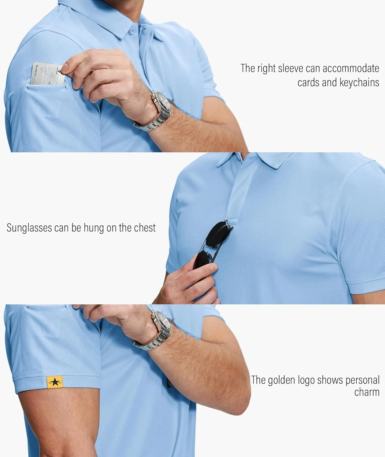 ZITY 5 Pack Mens Polo Shirt Short Sleeve Sports Golf Tennis T-Shirt Moisture-Wicking Summer Shirts