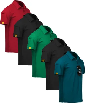 ZITY 5 Pack Mens Polo Shirt Short Sleeve Sports Golf Tennis T-Shirt Moisture-Wicking Summer Shirts