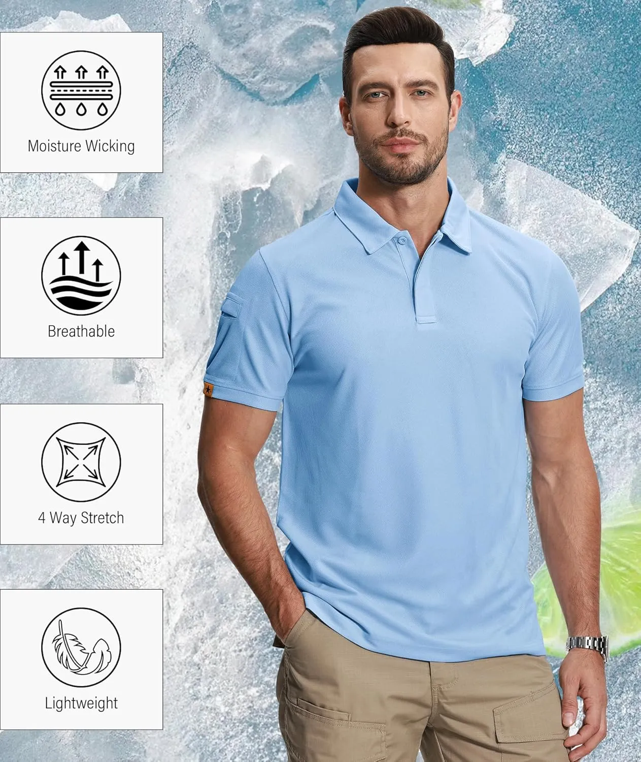 ZITY 5 Pack Mens Polo Shirt Short Sleeve Sports Golf Tennis T-Shirt Moisture-Wicking Summer Shirts
