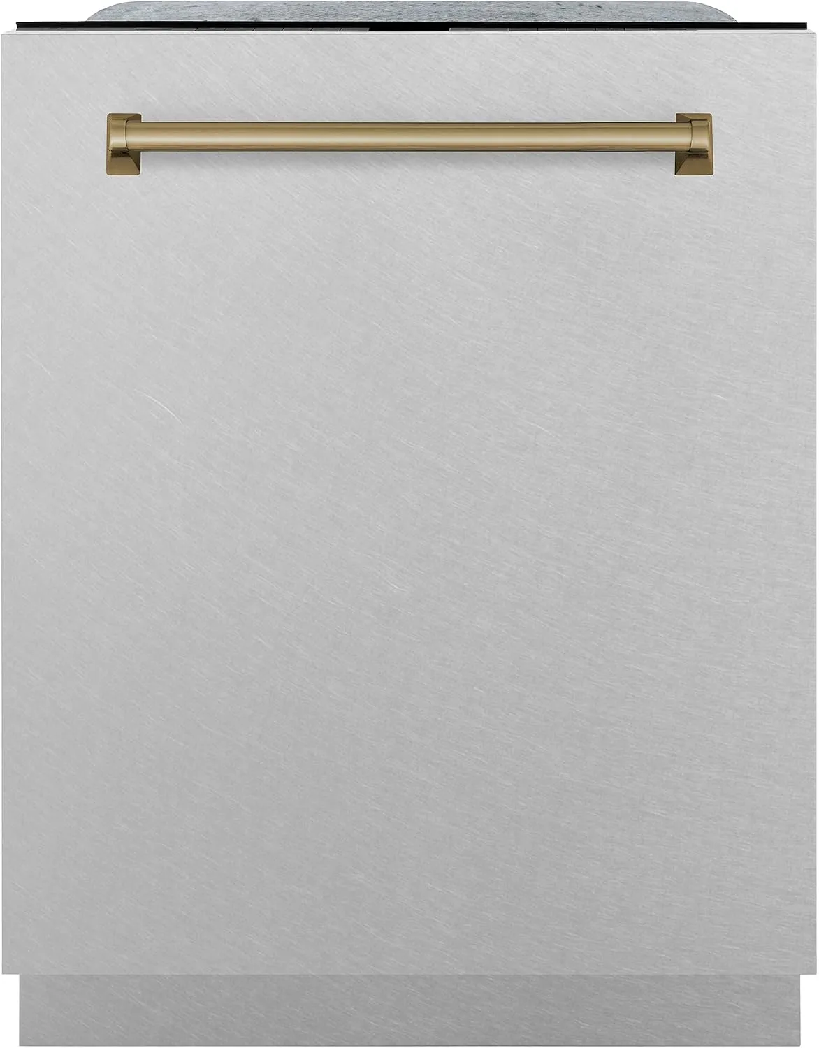 ZLINE Autograph Edition 24 in. Monument Series 3rd Rack Top Touch Control Tall Tub Dishwasher with Satin Stainless Steel Panel and Champagne Bronze Handle, 45dBa (DWMTZ-SN-24-CB)