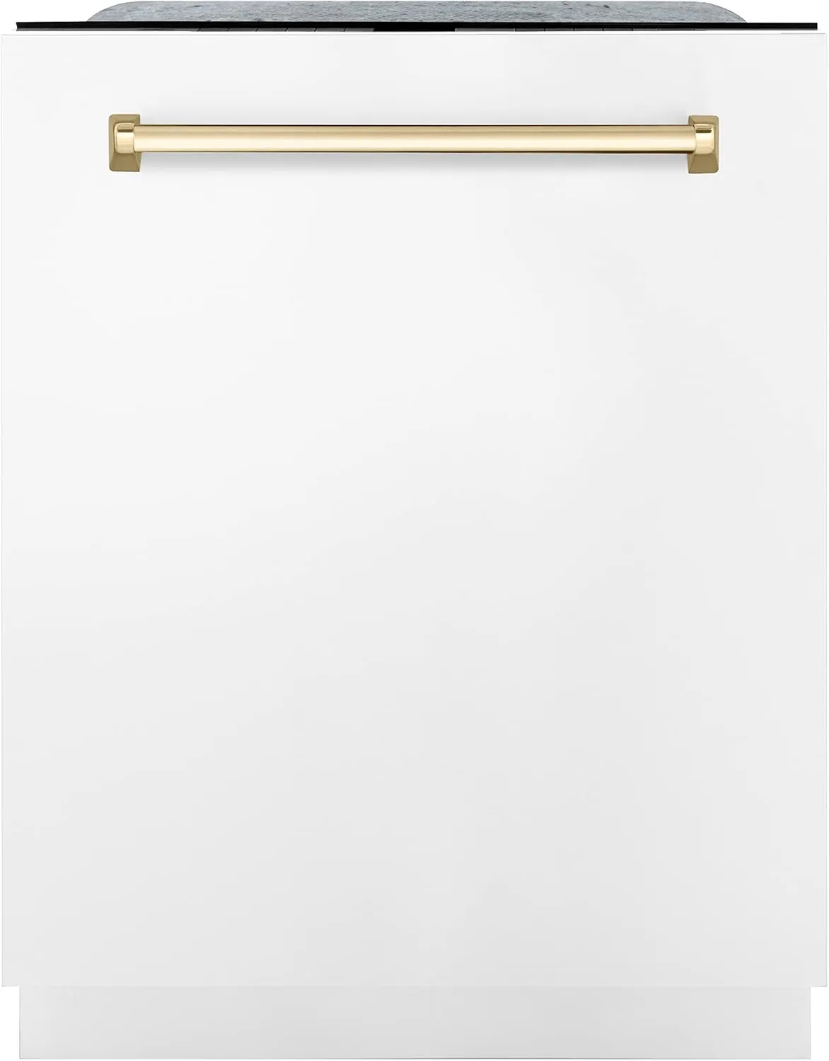 ZLINE Autograph Edition 24" 3rd Rack Top Touch Control Tall Tub Dishwasher in White Matte with Gold Handle, 51dBa (DWMTZ-WM-24-G)