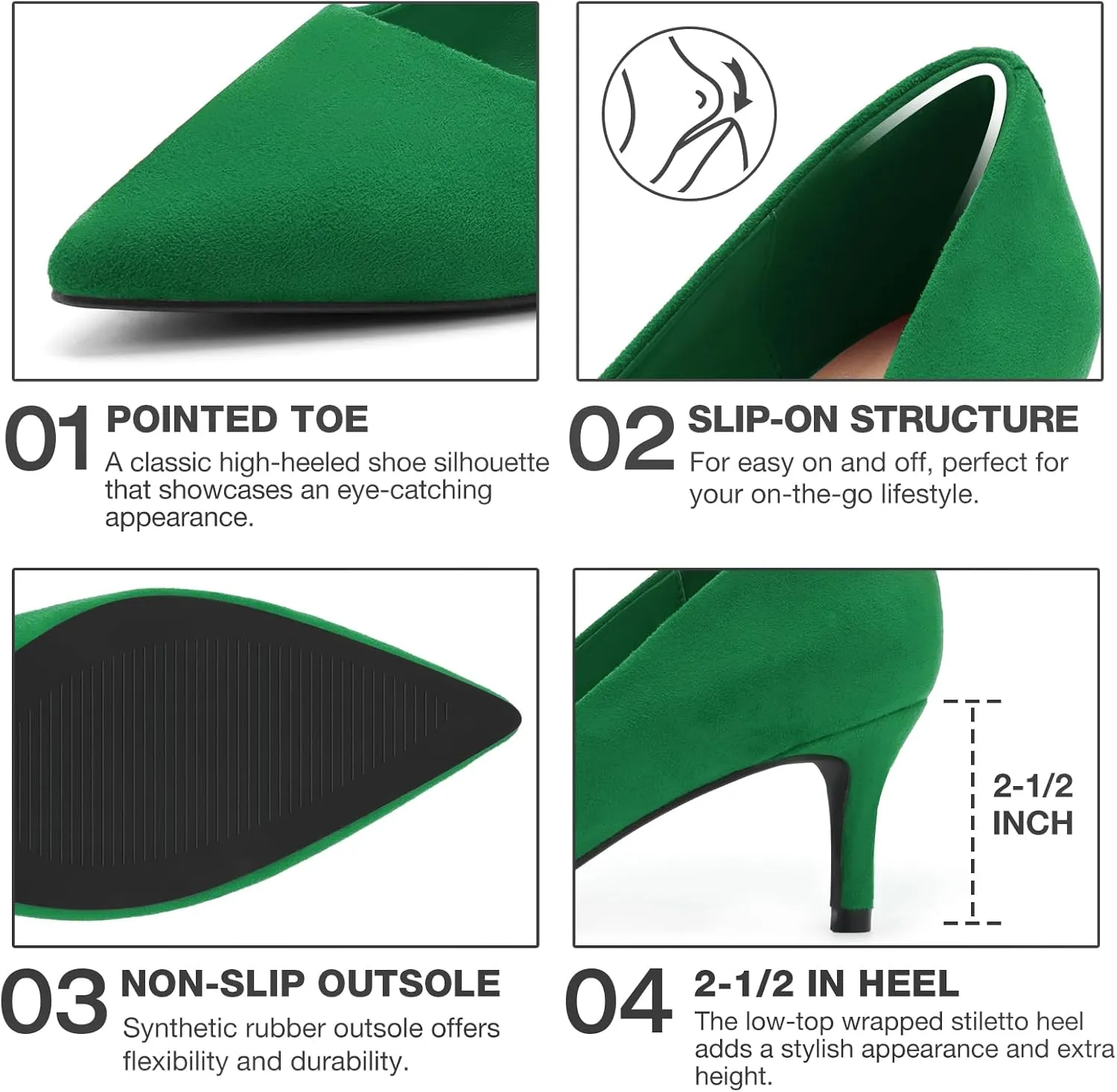 ZURIN Women's Pointed Toe Comfortable Stiletto Heels Closed Toe Dress Pumps Shoes for Wedding Work Office Business