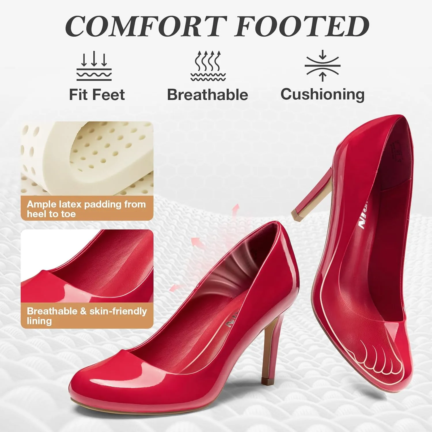 ZURIN Women's Round Toe Stiletto Heels Closed Toe Heels Comfortable Dress Pumps Shoes for Wedding Work Office Business 3 inch