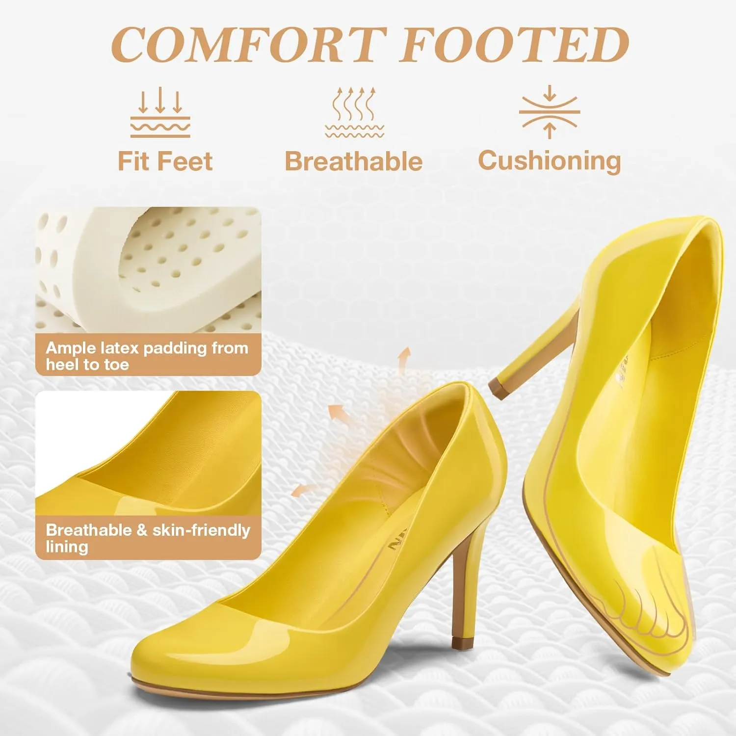 ZURIN Women's Round Toe Stiletto Heels Closed Toe Heels Comfortable Dress Pumps Shoes for Wedding Work Office Business 3 inch