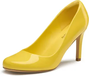 ZURIN Women's Round Toe Stiletto Heels Closed Toe Heels Comfortable Dress Pumps Shoes for Wedding Work Office Business 3 inch