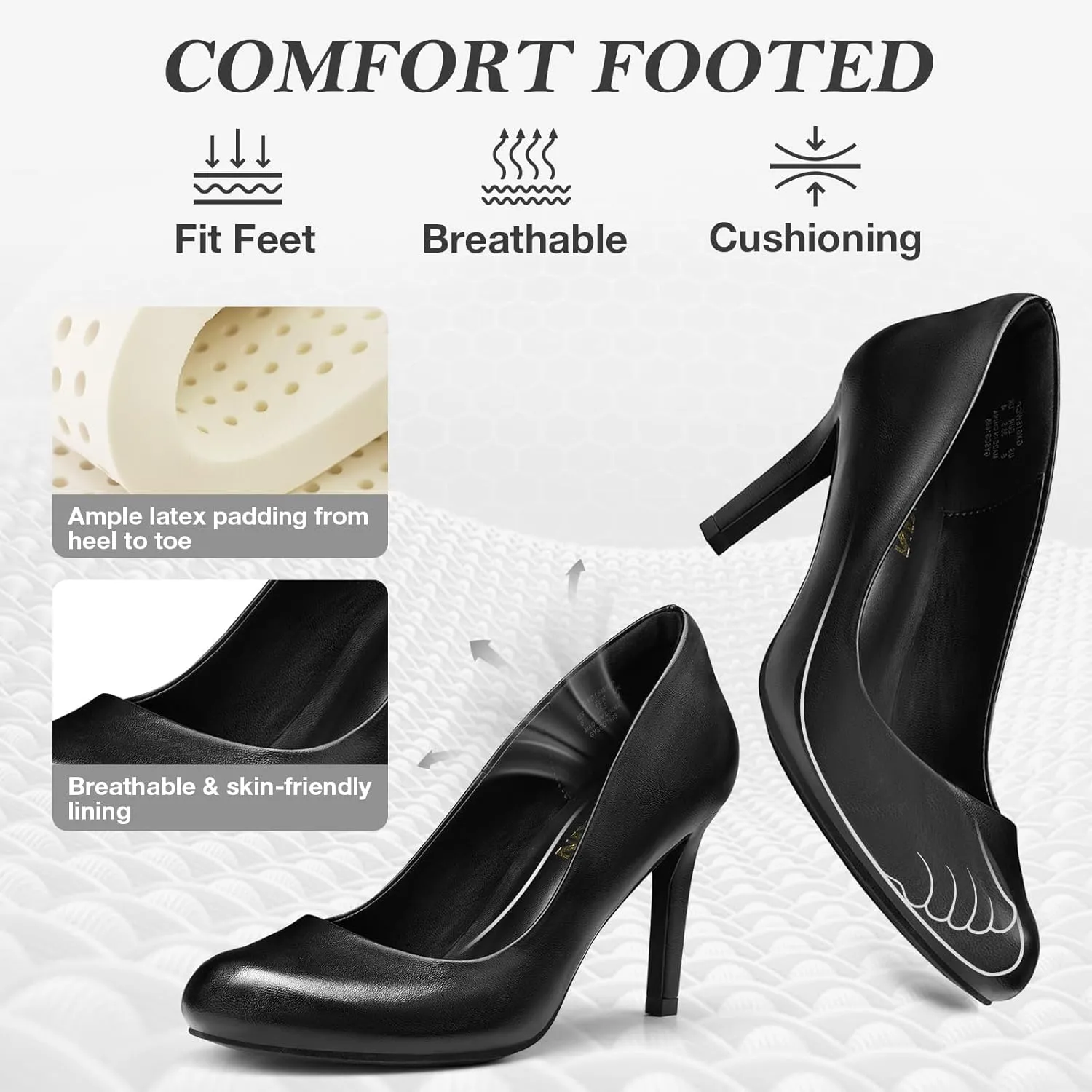 ZURIN Women's Round Toe Stiletto Heels Closed Toe Heels Comfortable Dress Pumps Shoes for Wedding Work Office Business 3 inch