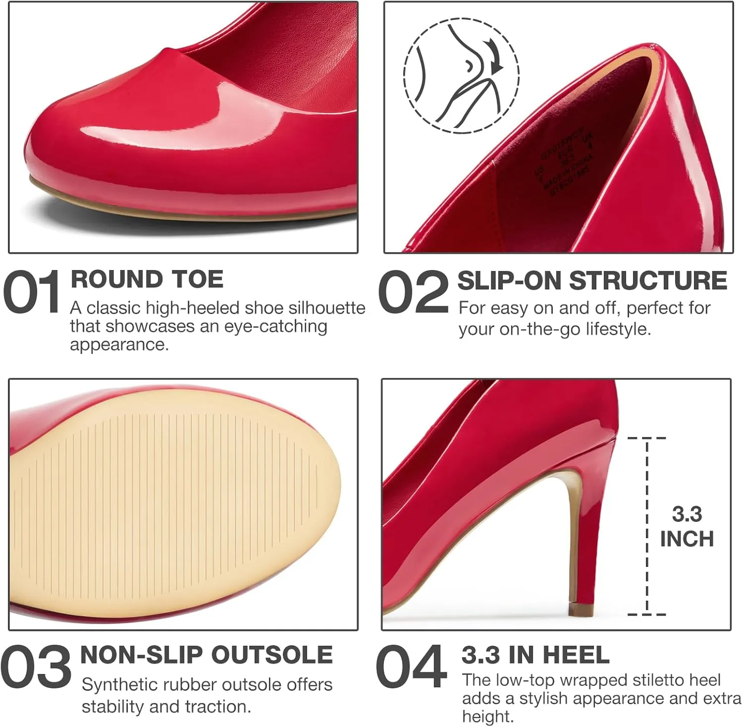 ZURIN Women's Round Toe Stiletto Heels Closed Toe Heels Comfortable Dress Pumps Shoes for Wedding Work Office Business 3 inch